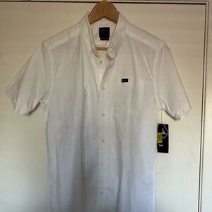 RVCA Mens Thatll Do Short Sleeve Slim Fit Shirt White Size Small